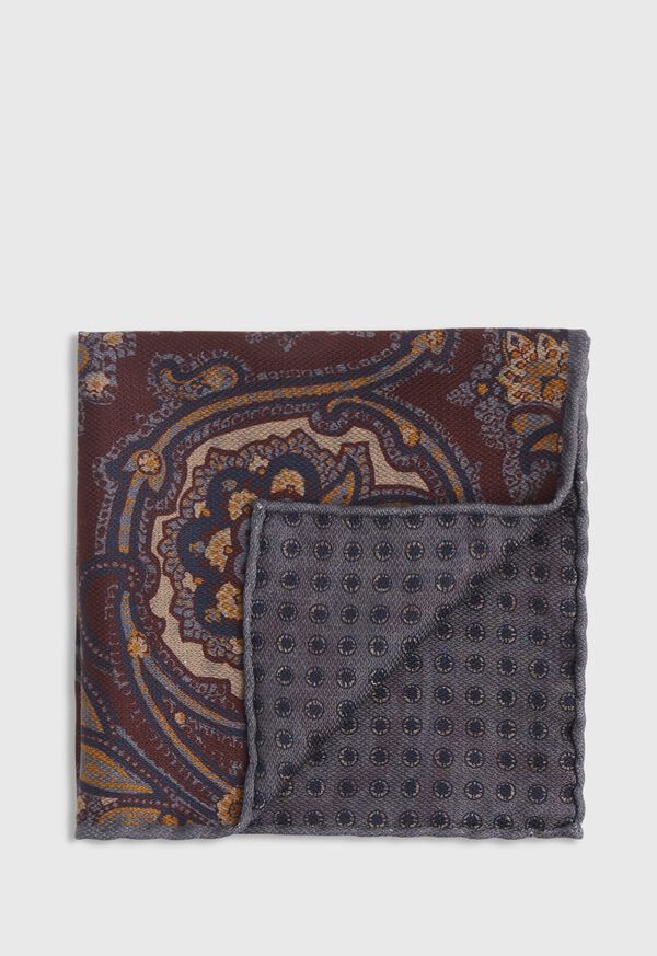 Paul Stuart Reversible Paisley Silk Pocket Square, image 1