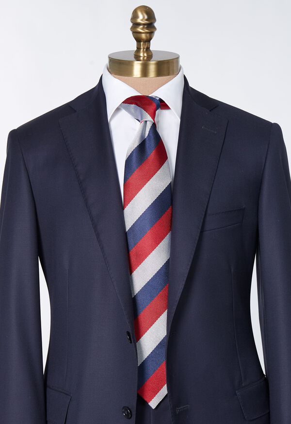 Paul Stuart Woven Silk Three Color Stripe Tie, image 2
