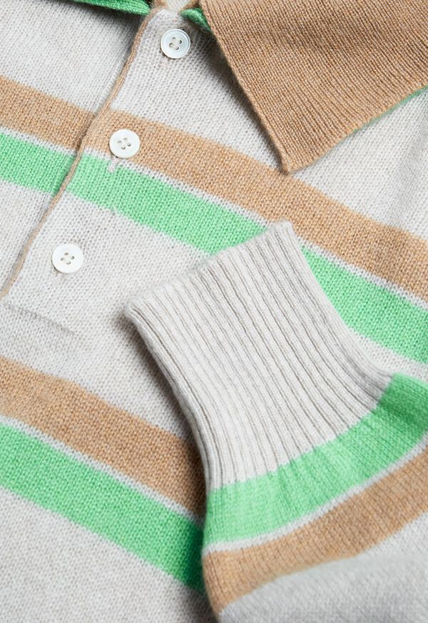Paul Stuart Cashmere Double Collar Stripe Polo, image 2