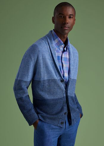 Paul Stuart Linen Rice Stitch D&eacute;grad&eacute; Cardigan