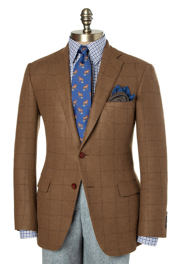 Paul Stuart Camel Hair Windowpane Sports Jacket, image 1
