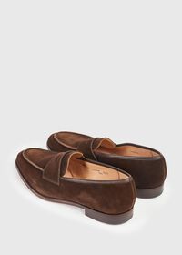 Paul Stuart Chocolate Brown Suede Rosebery Penny Loafer, thumbnail 4