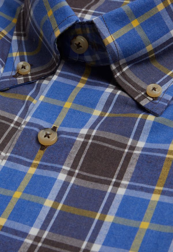 Paul Stuart Cotton Lightweight Flannel Plaid Sport Shirt, image 2