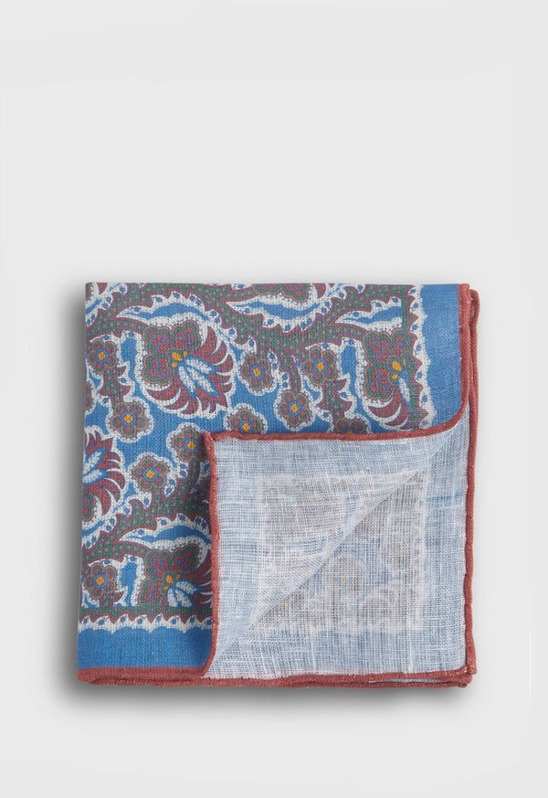 Paul Stuart Linen Paisley Print Pocket Square