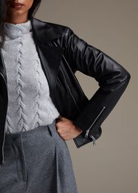 Paul Stuart Wool and Cashmere Blend Fancy Cable Funnel Neck Sweater, thumbnail 3