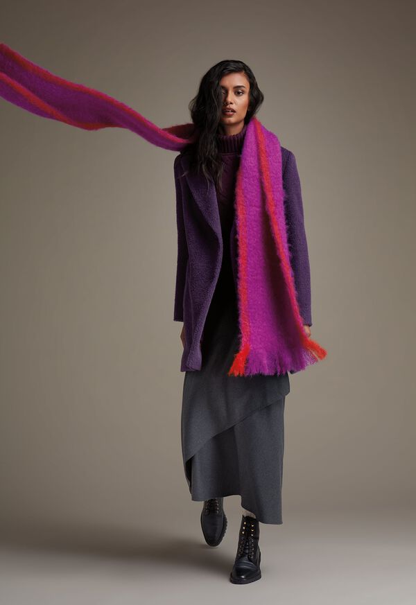 FW21 Paul Stuart Catalog Purple Mohair Scarf Look, image 1