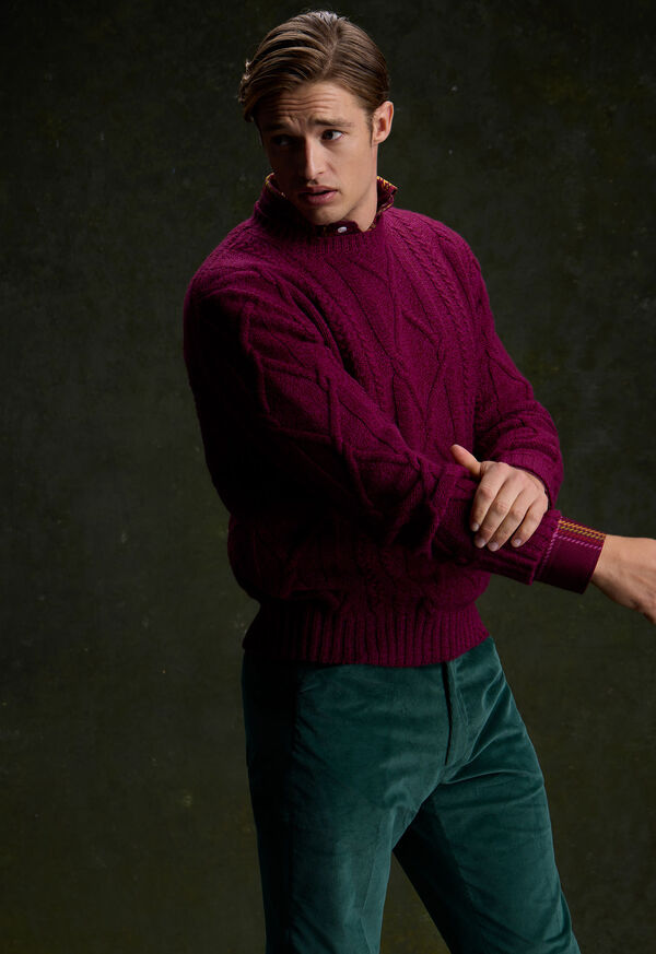 Paul Stuart Wool Cable Knit Crew Neck Pullover, image 2