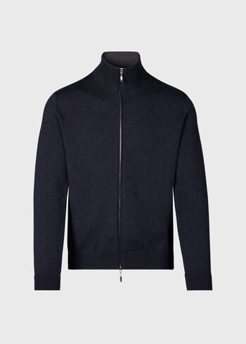 Paul Stuart Double Faced Wool Jersey Zip Cardigan
