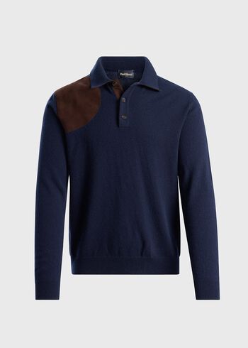 Paul Stuart Cashmere Polo with Suede Trim