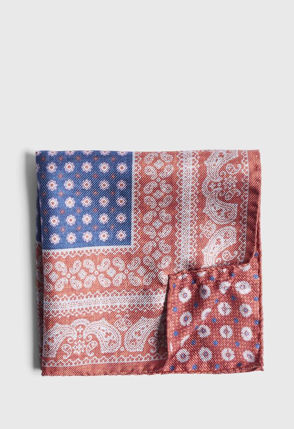Paul Stuart Silk Paisley Medallion Pocket Square, image 1