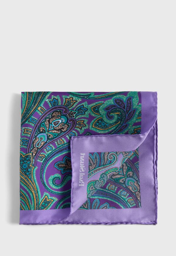 Paul Stuart Printed Silk Paisley Pocket Square, image 1