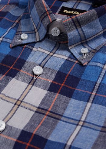 Paul Stuart Linen Plaid Sport Shirt