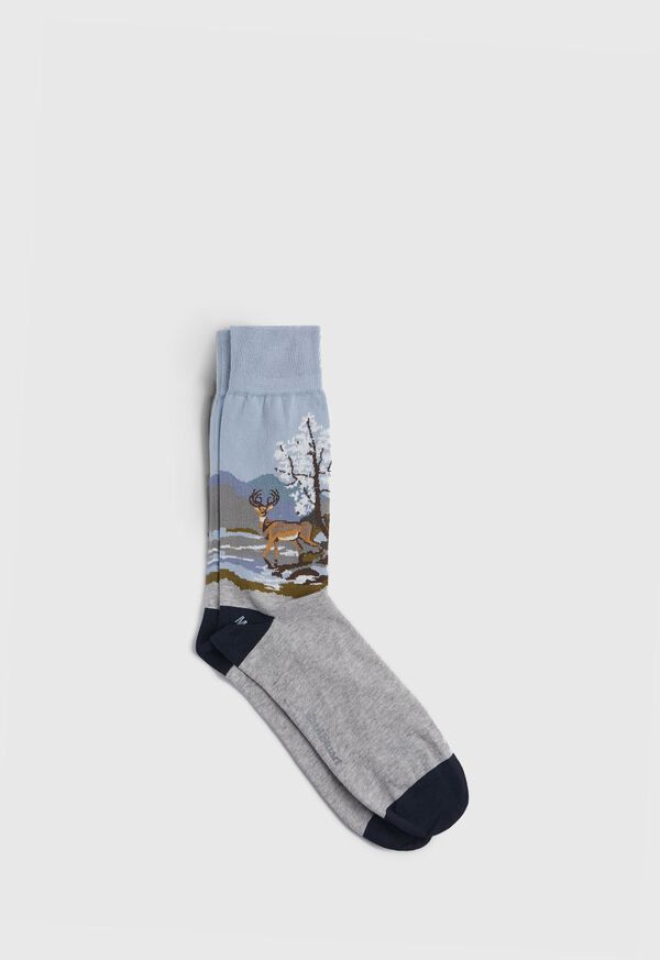 Paul Stuart Stag in the Snow Scene Sock, image 1