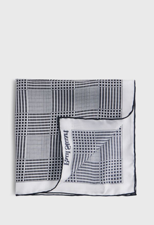 Paul Stuart Printed Silk Glen Plaid Pocket Square, image 1