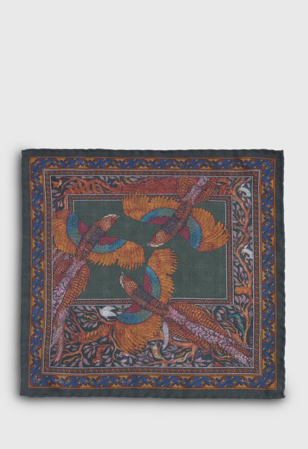 Paul Stuart Pheasant Print Wool Pocket Square, image 3