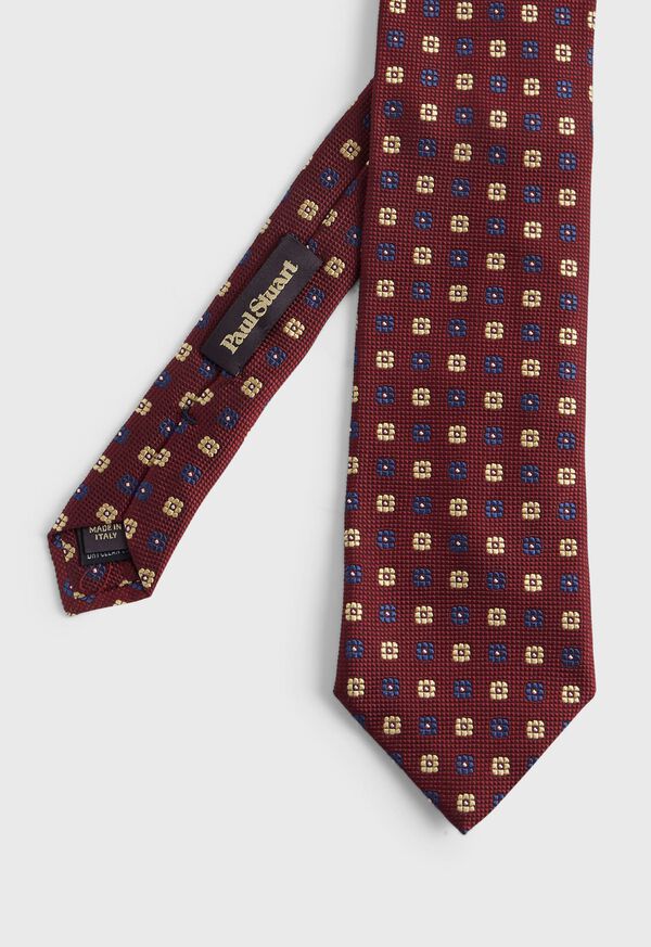 Paul Stuart Woven Silk Two Color Floral Medallion Tie, image 1
