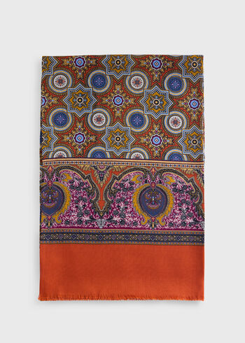 Paul Stuart Wool & Silk Medallion Print Scarf