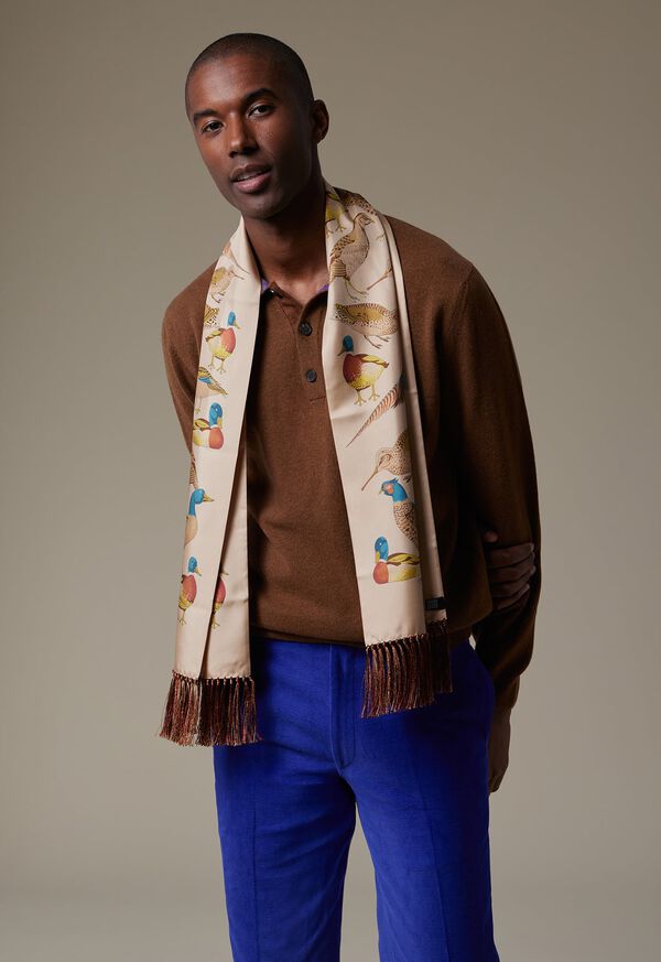 Paul Stuart Silk Pheasant Motif Scarf, image 2