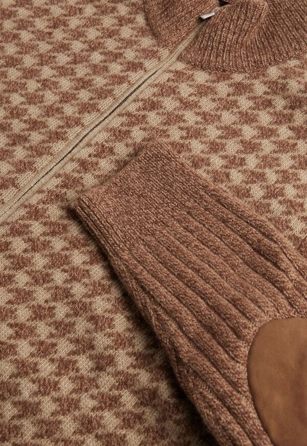 Paul Stuart Cashmere Houndstooth Full Zip Sweater, image 3