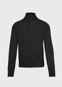 Paul Stuart Cashmere 1/4 Zip Sweater with Tonal Suede Under-Placket, thumbnail 1