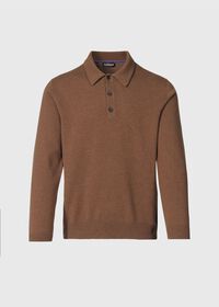 Paul Stuart Cashmere Long Sleeve Polo with Suede, thumbnail 1