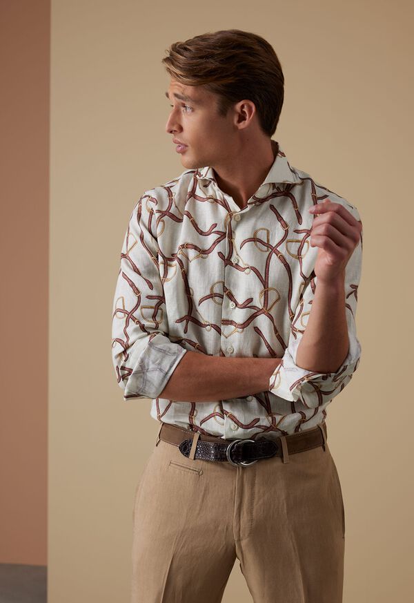 Paul Stuart White Sport Jacket with Equestrian Print Shirt Look, image 1
