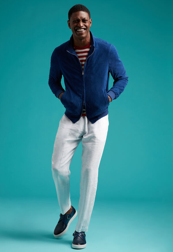 Paul Stuart Suede Bomber Jacket with Knit Trim, image 4
