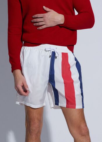 Paul Stuart Printed Flag Swim Shorts