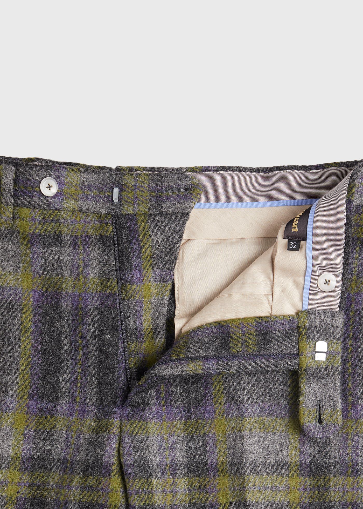 Shetland Wool Plaid Trouser