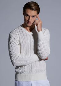 Paul Stuart Cotton Cable V-Neck Pullover, thumbnail 2