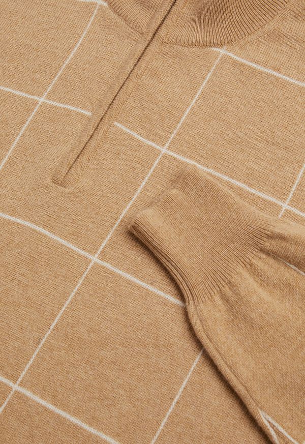 Paul Stuart 1/4 Cashmere Zip Windowpane Sweater, image 2