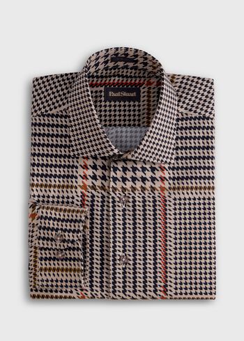 Paul Stuart Houndstooth Printed Sport Shirt