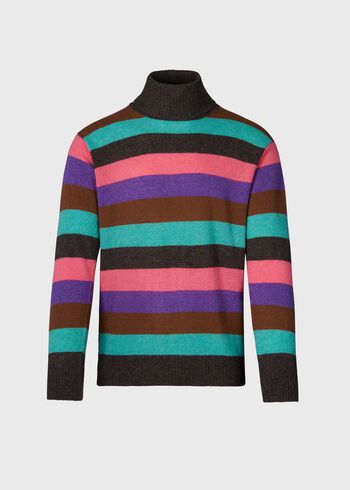 Paul Stuart Wool Multicolor Stripe Turtleneck