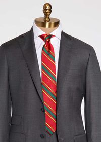 Paul Stuart Green Deco Stripe Silk Skinny Tie, thumbnail 2