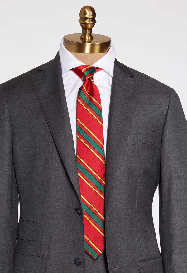 Paul Stuart Green Deco Stripe Silk Skinny Tie, image 2