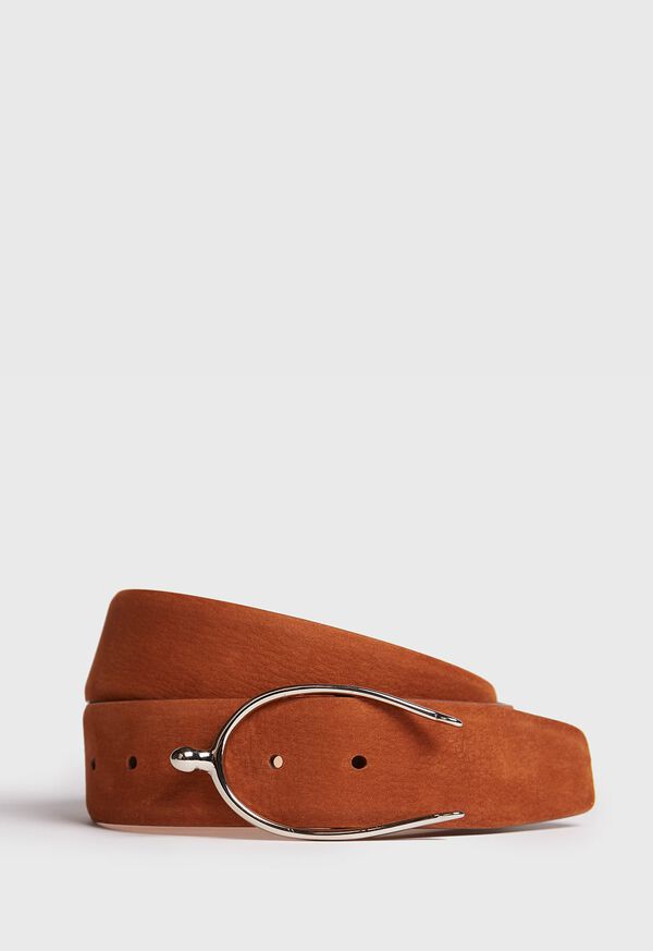 Paul Stuart Nubuck Belt with Equestrian Buckle, image 1
