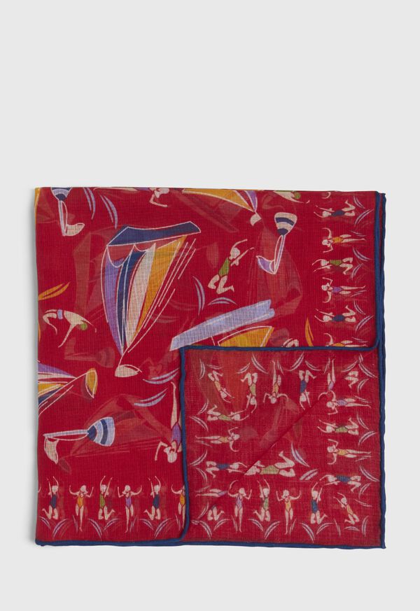 Paul Stuart Vintage Beach Scene Pocket Square, image 1