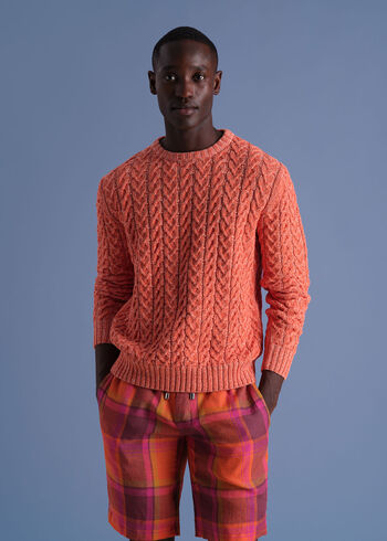 Paul Stuart Cotton Cable Crewneck Sweater