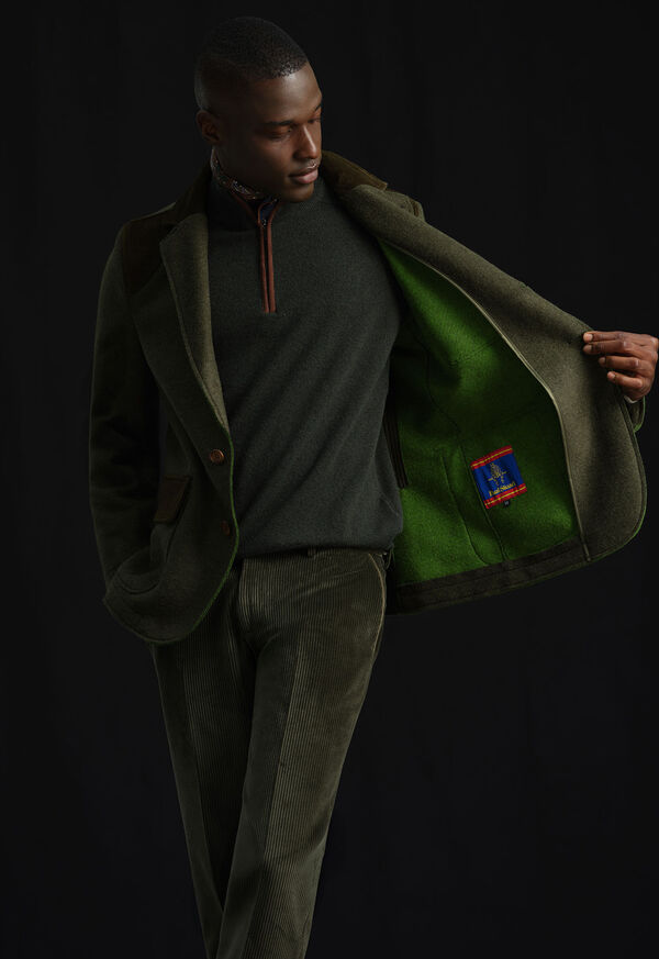 Paul Stuart Suede Trim Quarter Zip Pullover, image 2