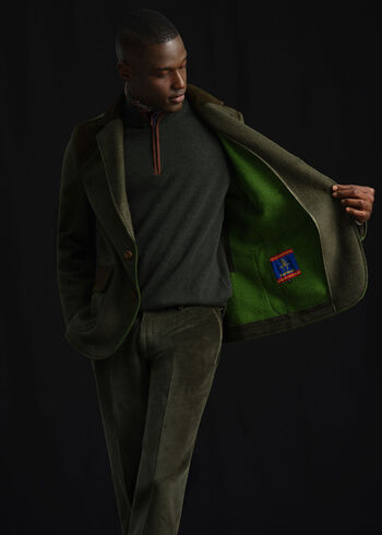 Paul Stuart Suede Trim Quarter Zip Pullover
