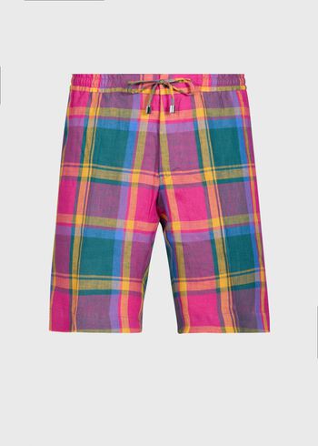 Paul Stuart Linen Plaid Walk Shorts