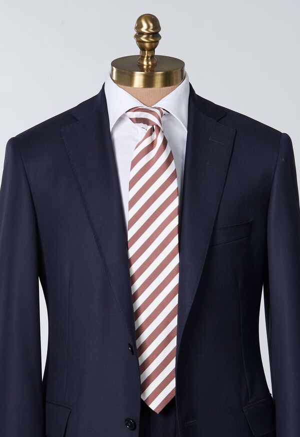 Paul Stuart Woven Silk & Cotton Bar Stripe Tie, image 2