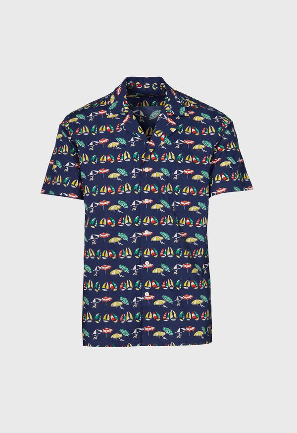 Paul Stuart Printed Cotton Camp Collar Shirt, image 1