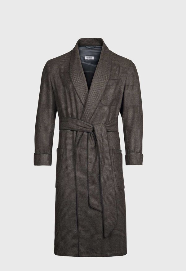 Paul Stuart Grey and Brown Cashmere plaid Robe, image 1