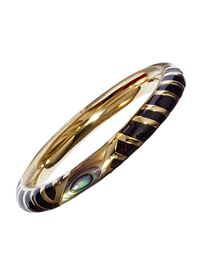 Paul Stuart Jan Leslie Black Stripes Abalone Bangle Bracelet, thumbnail 1