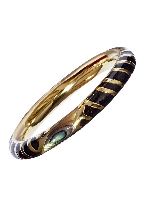 Paul Stuart Jan Leslie Black Stripes Abalone Bangle Bracelet, image 1