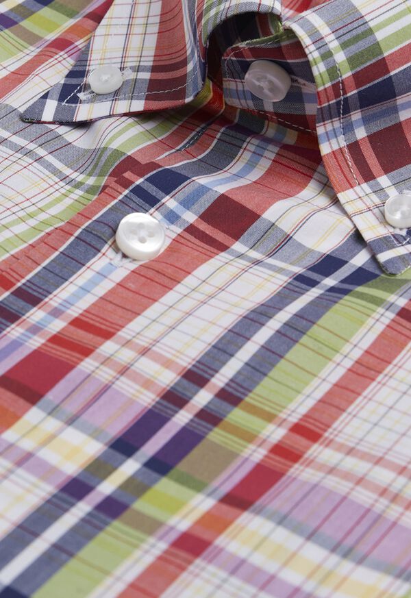Paul Stuart Cotton Multi Color Plaid Sport Shirt, image 3