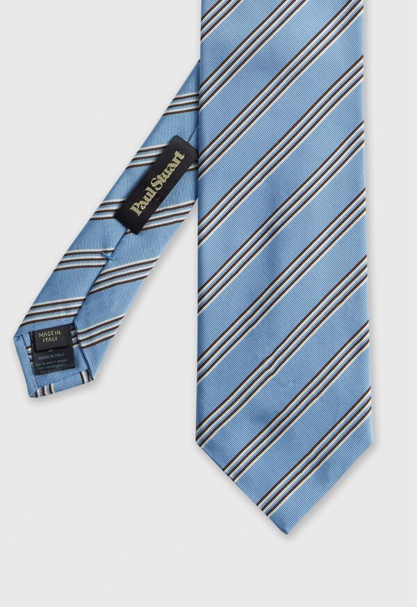 Paul Stuart Woven Silk & Cotton Stripe Tie, image 1