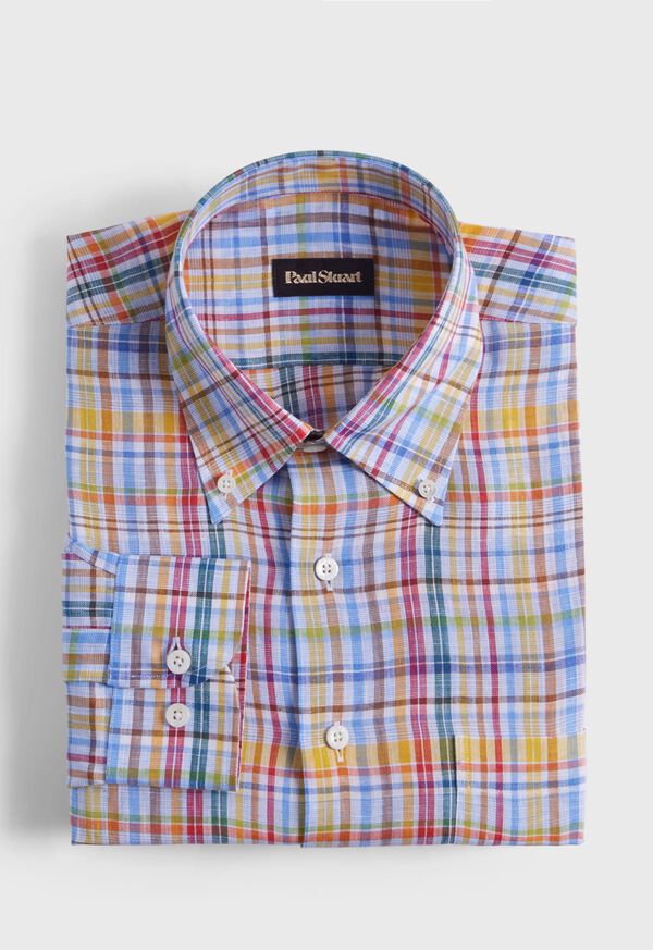 Paul Stuart Linen Multicolor Plaid Sport Shirt, image 1