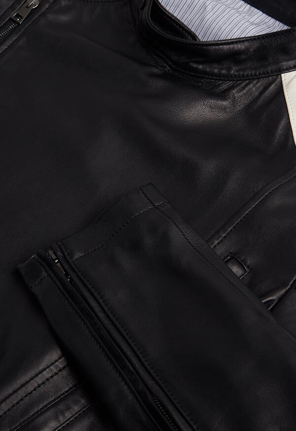 Paul Stuart Black Leather Motorcycle Jacket, image 3